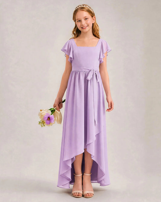 Lavender Chiffon A-line Junior Bridesmaid Dress Front View