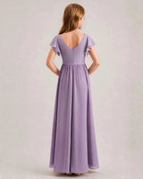 Wisteria Chiffon A-line Junior Bridesmaid Dress Back View
