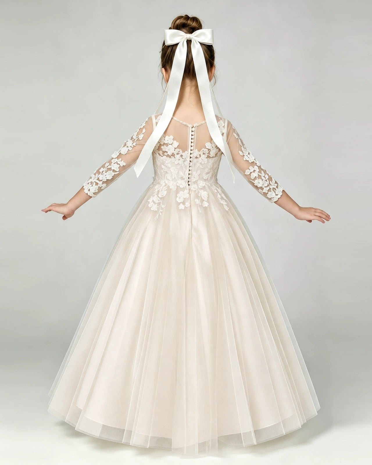 Champagne Lace Flower Girl Dress