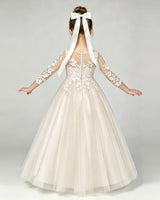 Champagne Tulle A-line First Communion Dress Back View