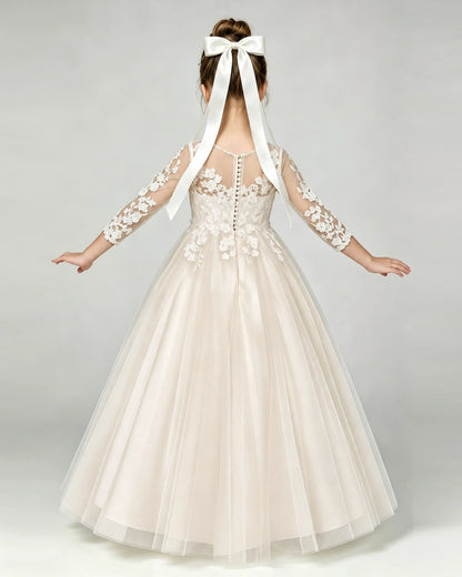Champagne Lace Flower Girl Dress