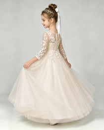 Champagne Lace Flower Girl Dress