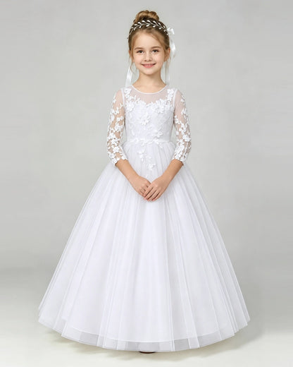 White Lace Flower Girl Dress