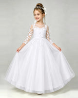 White Tulle A-line First Communion Dress Front View