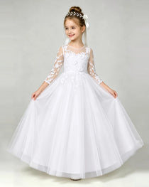 White Lace Flower Girl Dress