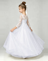 White Tulle A-line First Communion Dress Side View