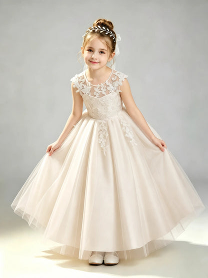 Champagne Lace Flower Girl Dress