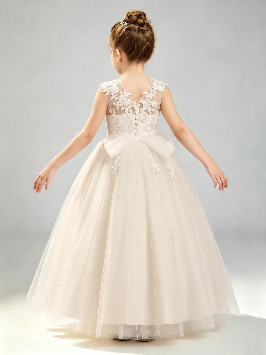 Champagne Lace Flower Girl Dress
