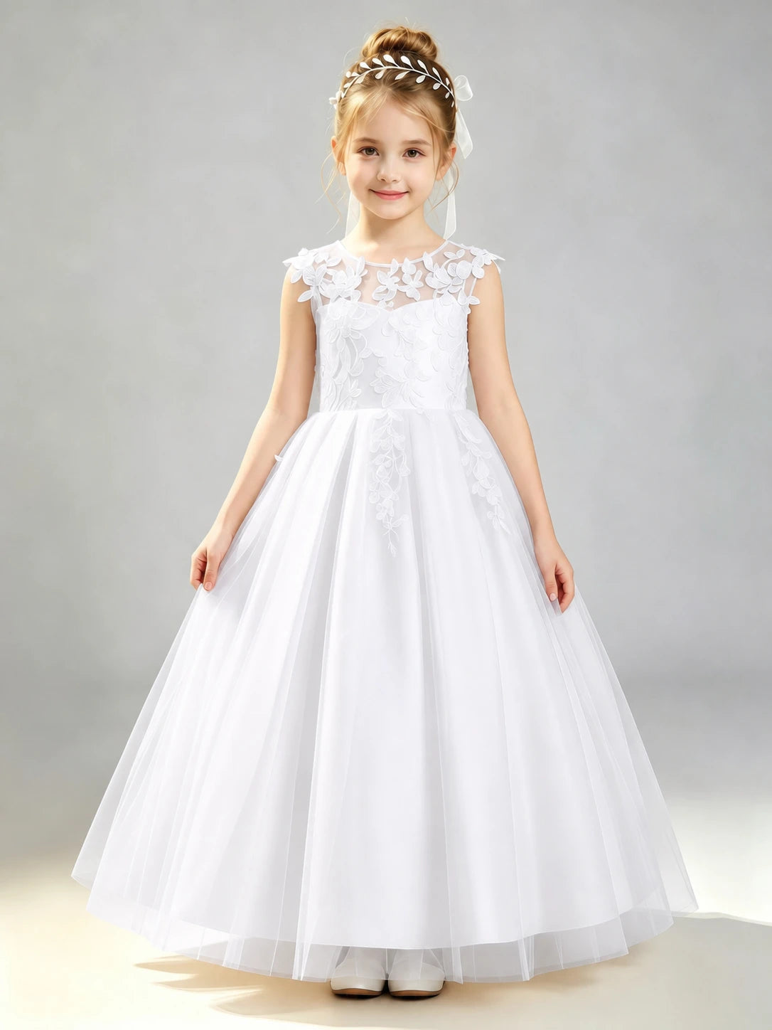 White Lace Flower Girl Dress