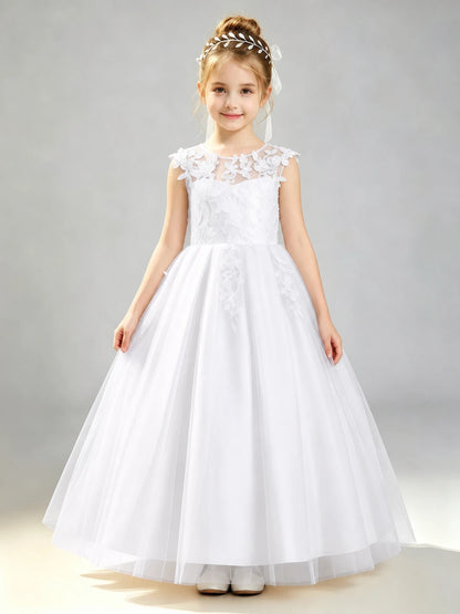 White Lace Flower Girl Dress