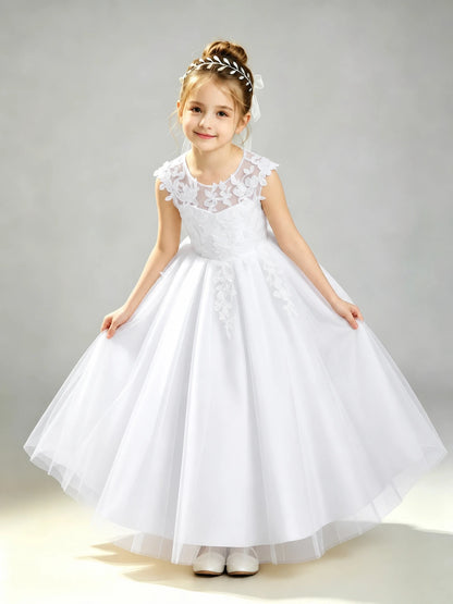 White Lace Flower Girl Dress