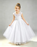 White Tulle A-line First Communion Dress Front View