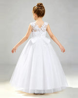 White Tulle A-line First Communion Dress Back View