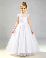 White Tulle A-line First Communion Dress Front View