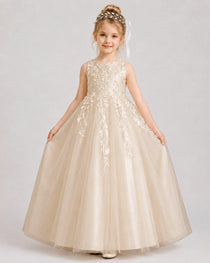 Champagne Lace Flower Girl Dress