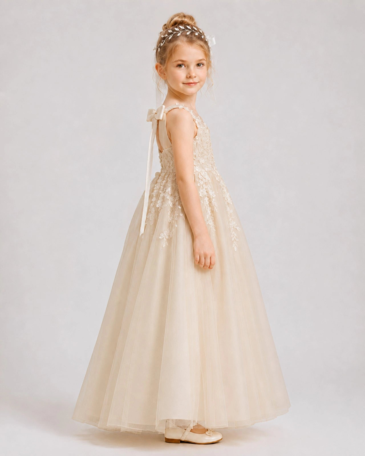 Satin Flower Girls Dress | Elegant Pageant Dress