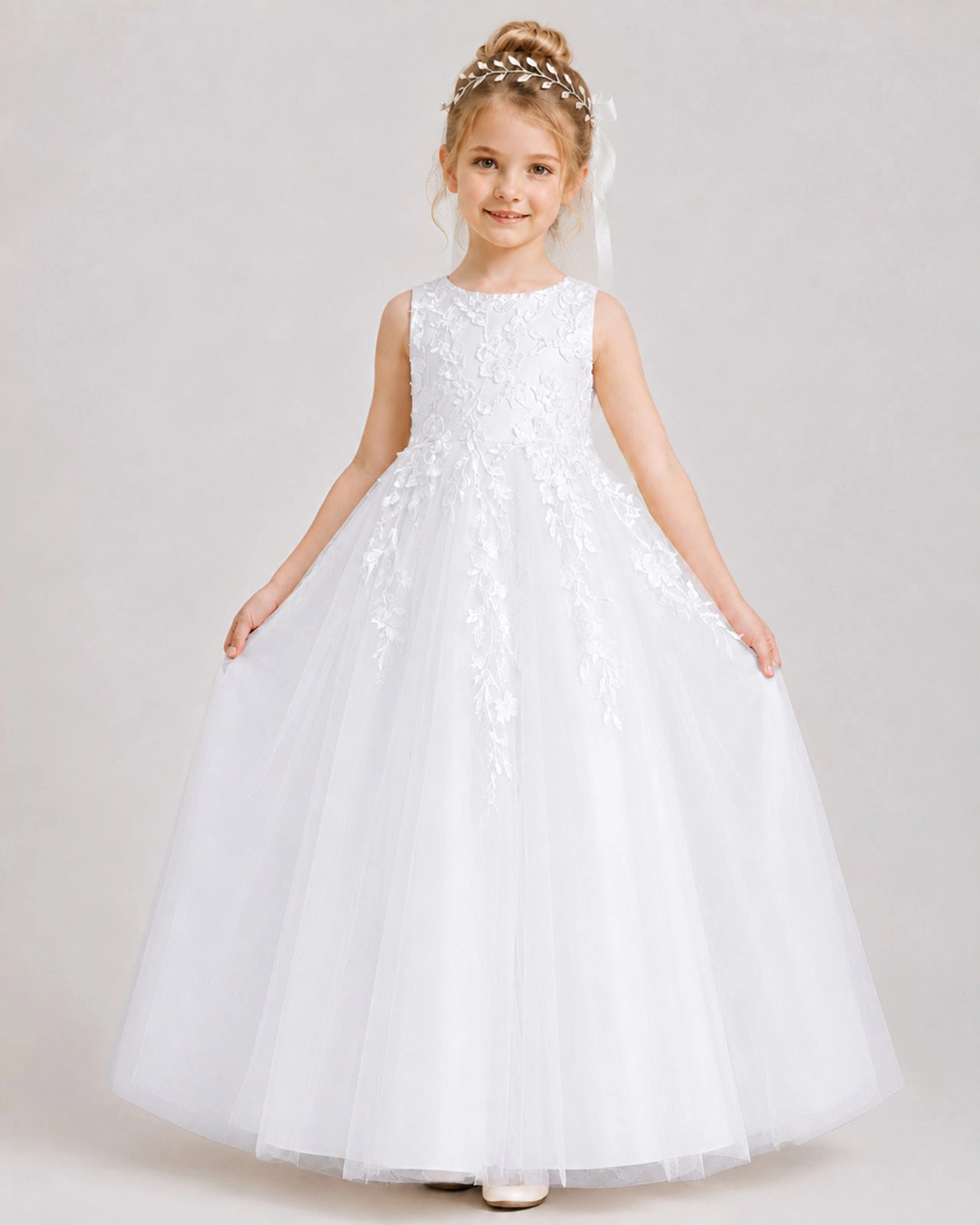White Lace Flower Girl Dress