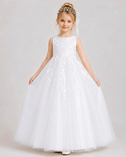 White Lace Flower Girl Dress