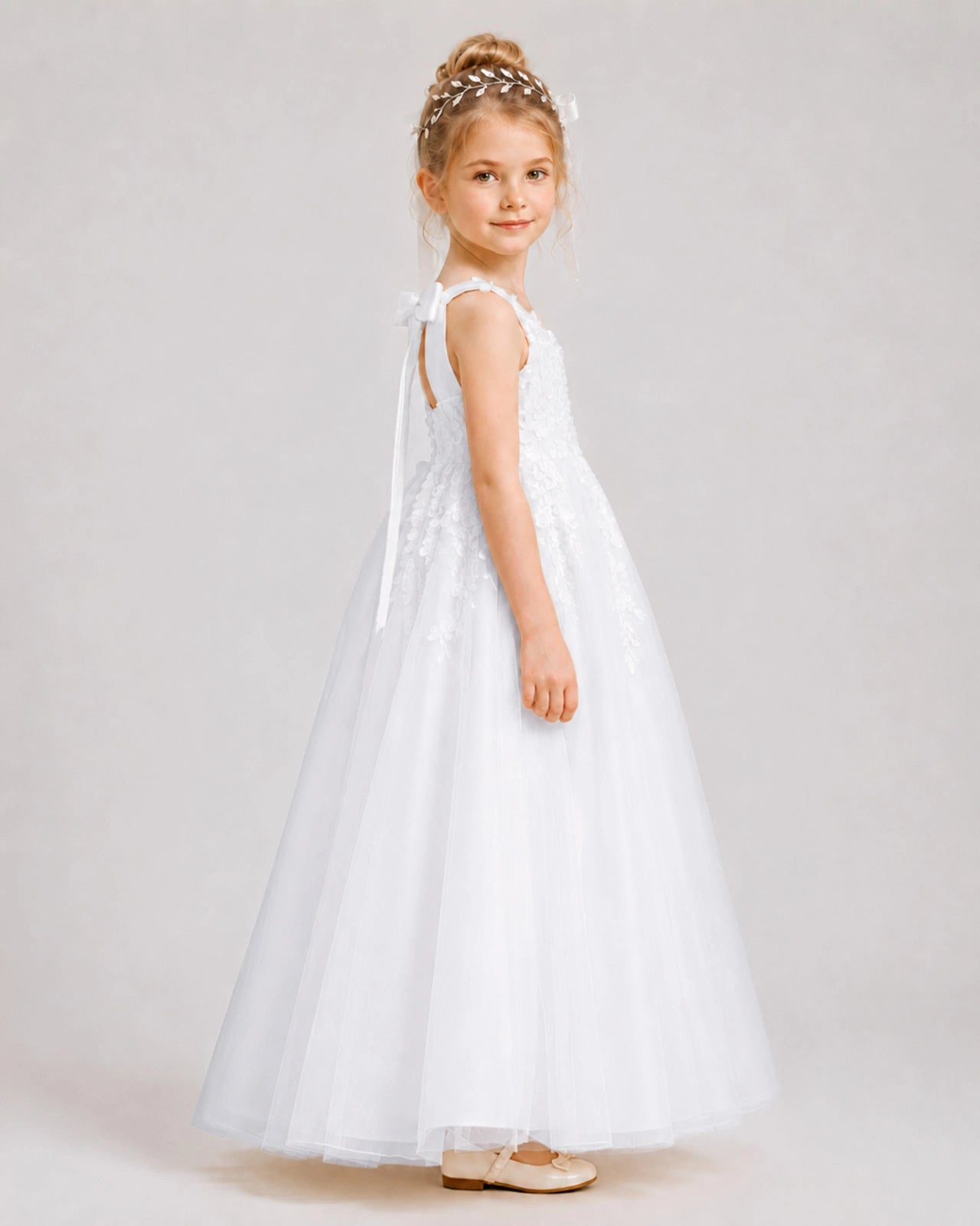 White Lace Flower Girl Dress