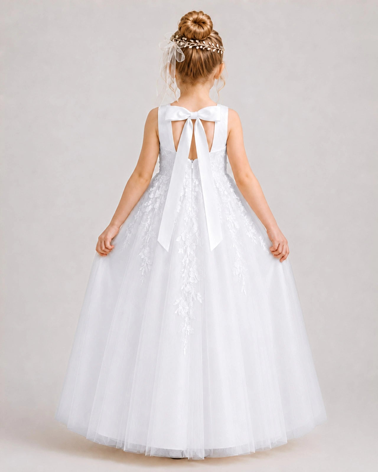 White Lace Flower Girl Dress