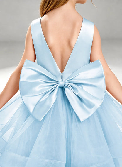 Baby Blue Flower Girl Dress Layered Tulle Princess Ball Gown Detail View