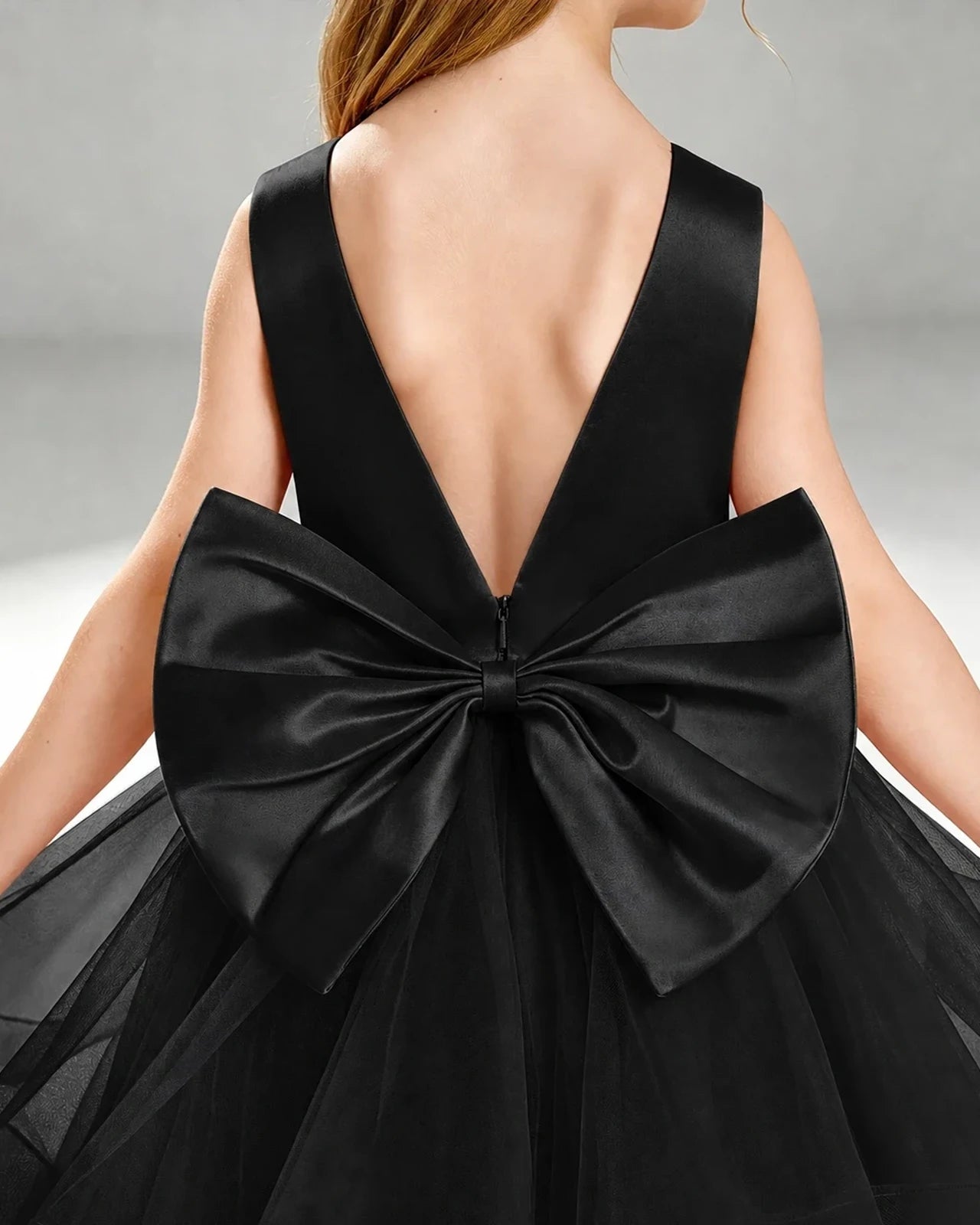 Black Tulle A-line Pageant Dress Back View