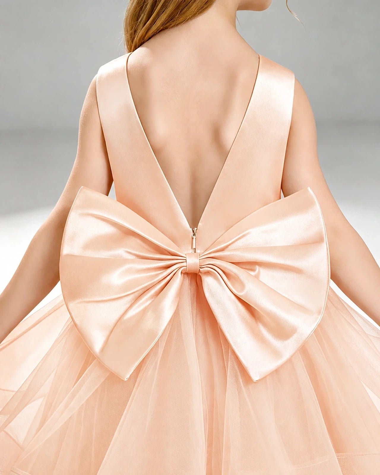 Blush Pink Satin A-line Pageant Dress Back View