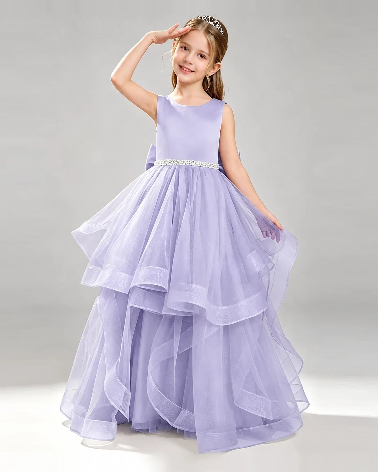 Lavender Tulle Ball Gown Pageant Dress Front View