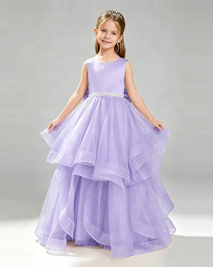 Lavender Organza A-line Pageant Dress Front View