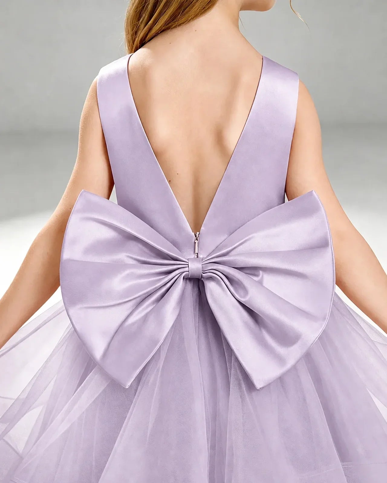 Lilac Tulle A-line Pageant Dress Back View