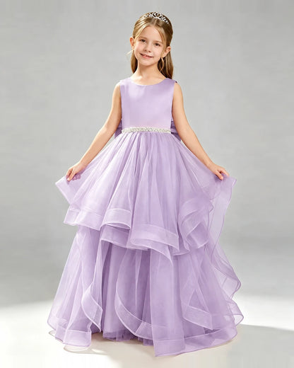 Lilac Tulle Ball Gown Pageant Dress Front View