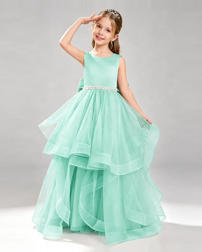 Turquoise Tulle Ball Gown Pageant Dress Front View