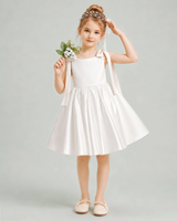 Ivory Satin A-line Girls Formal Dress Front View