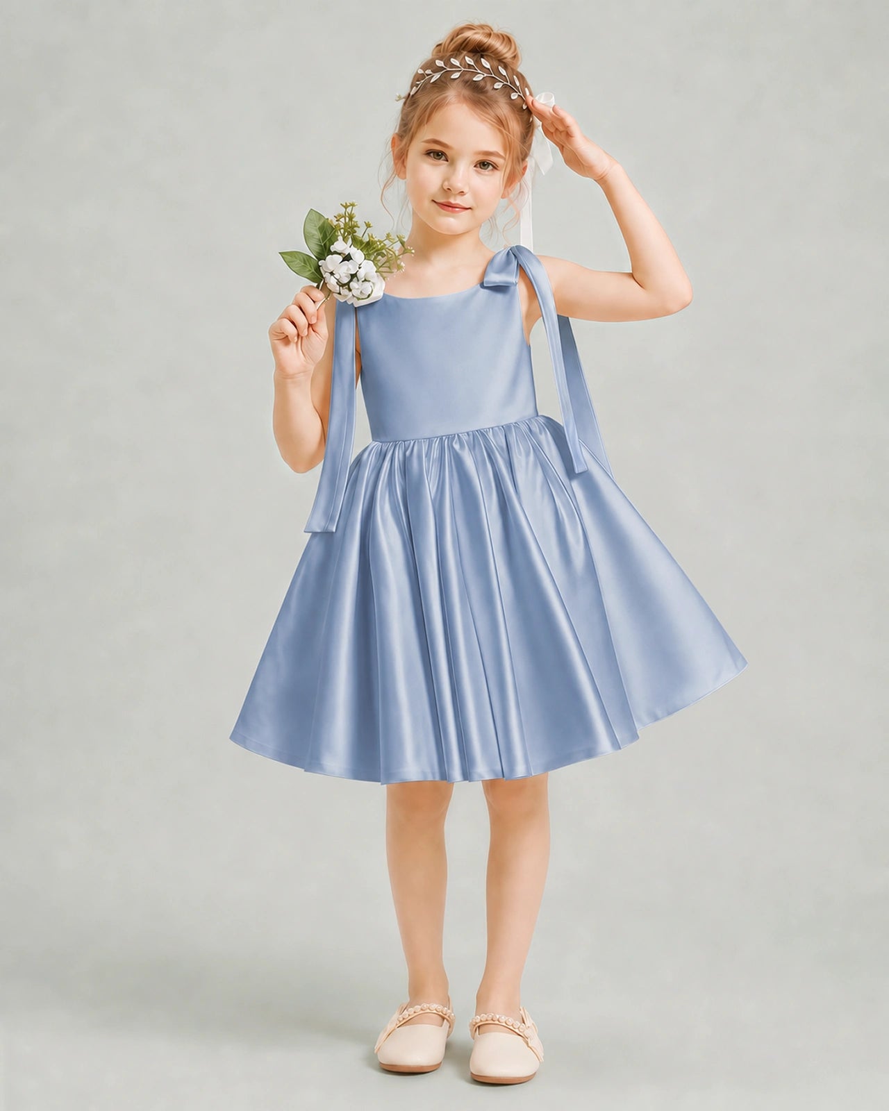 Dusty Blue Flower Girl Dress
