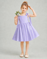 Lavender Satin A-line Girls Formal Dress Front View