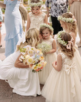 Champagne Tulle A-line Flower Girl Dress Front View