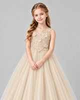 Champagne Lace Tulle Flower Girl Dress Detail