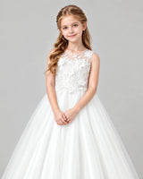 Ivory Lace Tulle Flower Girl Dress Detail
