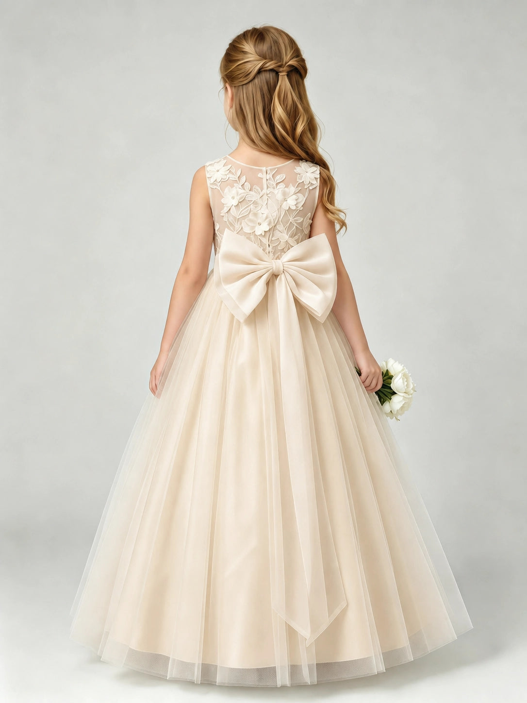 Champagne Flower Girls Dress