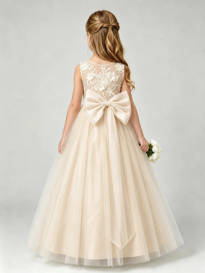 Champagne Flower Girls Dress