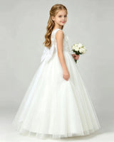 Ivory Tulle A-line Flower Girl Dress Side View