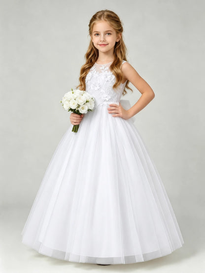 White Flower Girls Dress