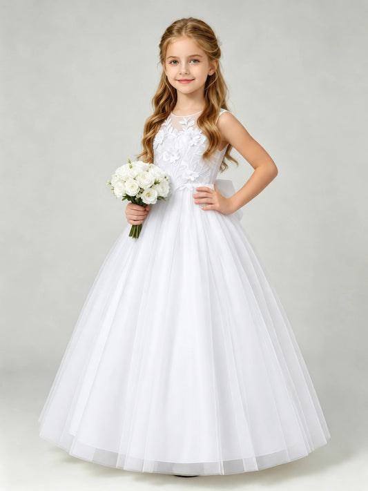 White Flower Girls Dress