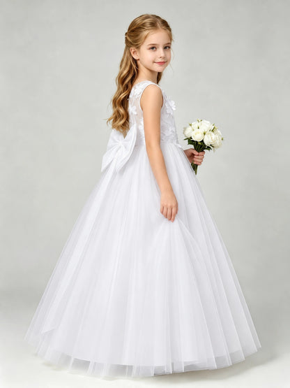White Flower Girls Dress