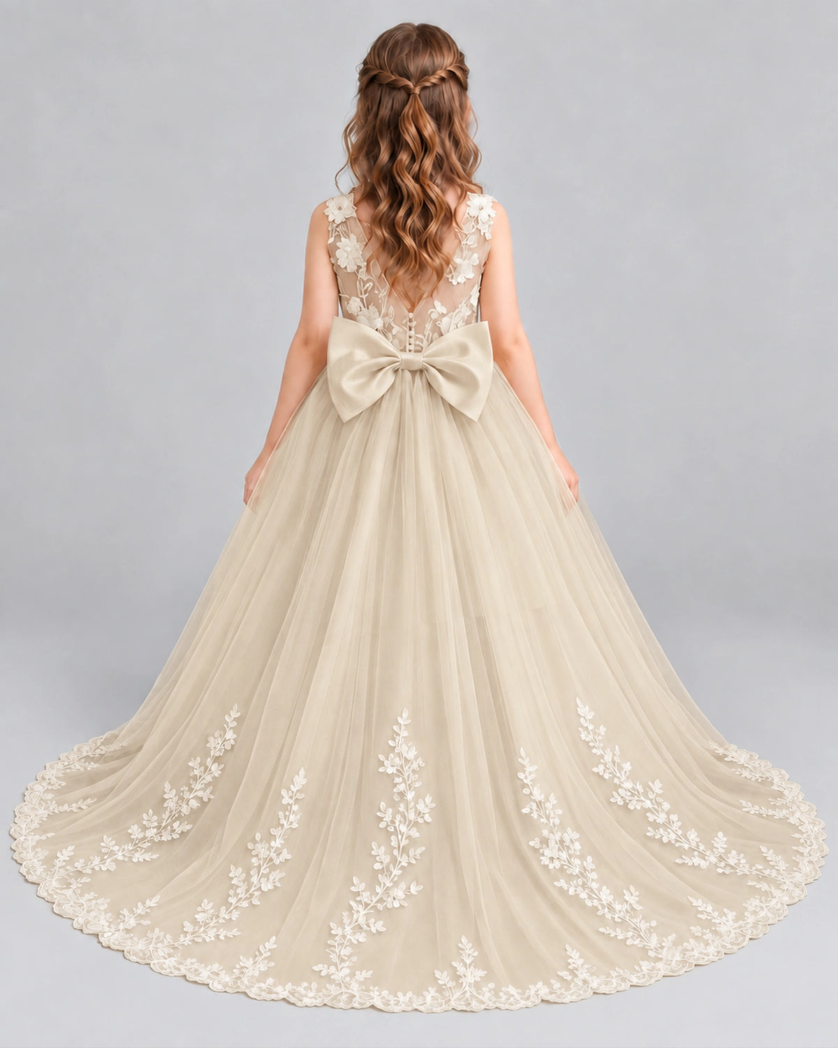 Champagne Ball Gown First Communion Dresses Back