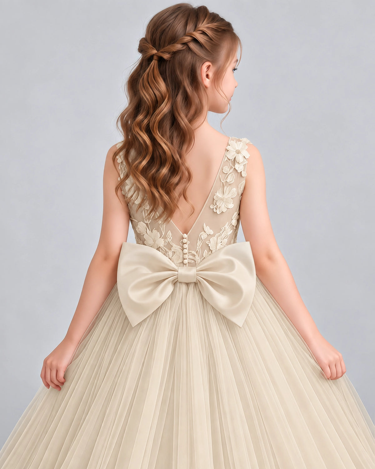 Champagne Ball Gown First Communion Dresses Back_Detail