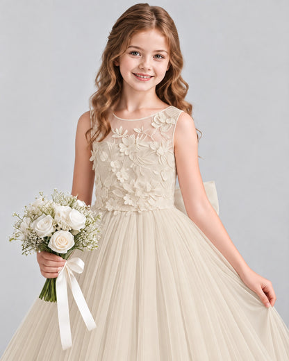 Champagne Ball Gown First Communion Dresses Detail