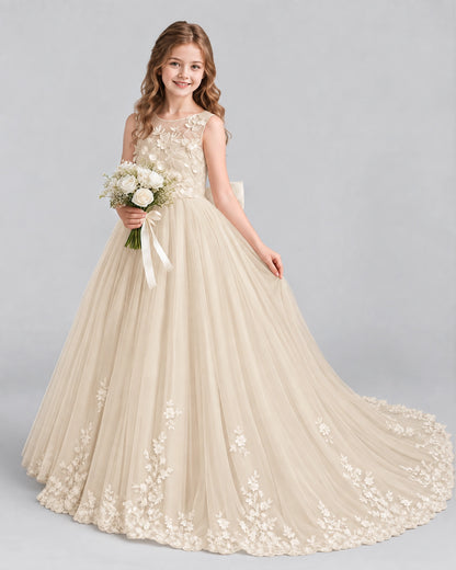 Champagne Ball Gown First Communion Dresses Front