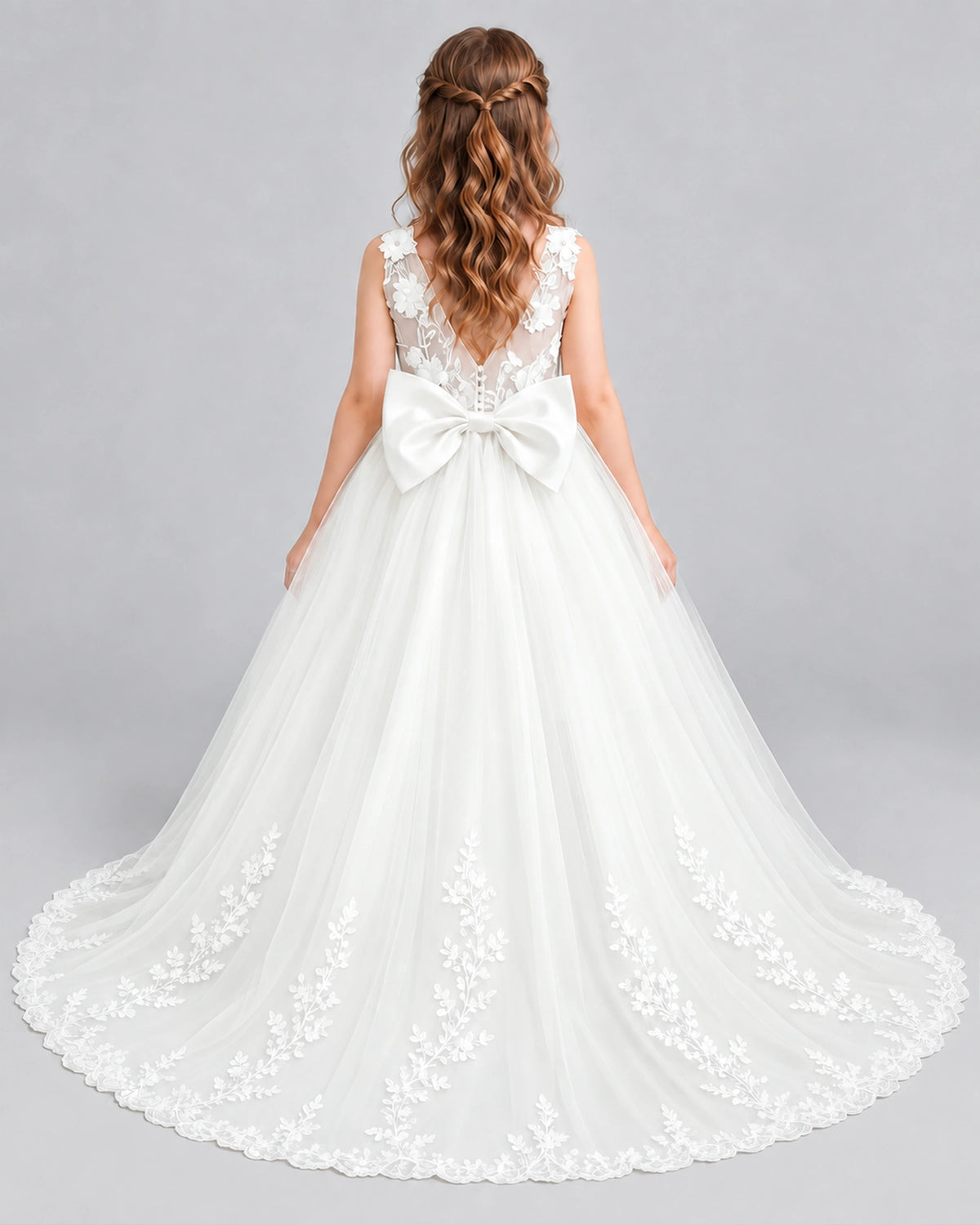 Ivory Ball Gown First Communion Dresses Back