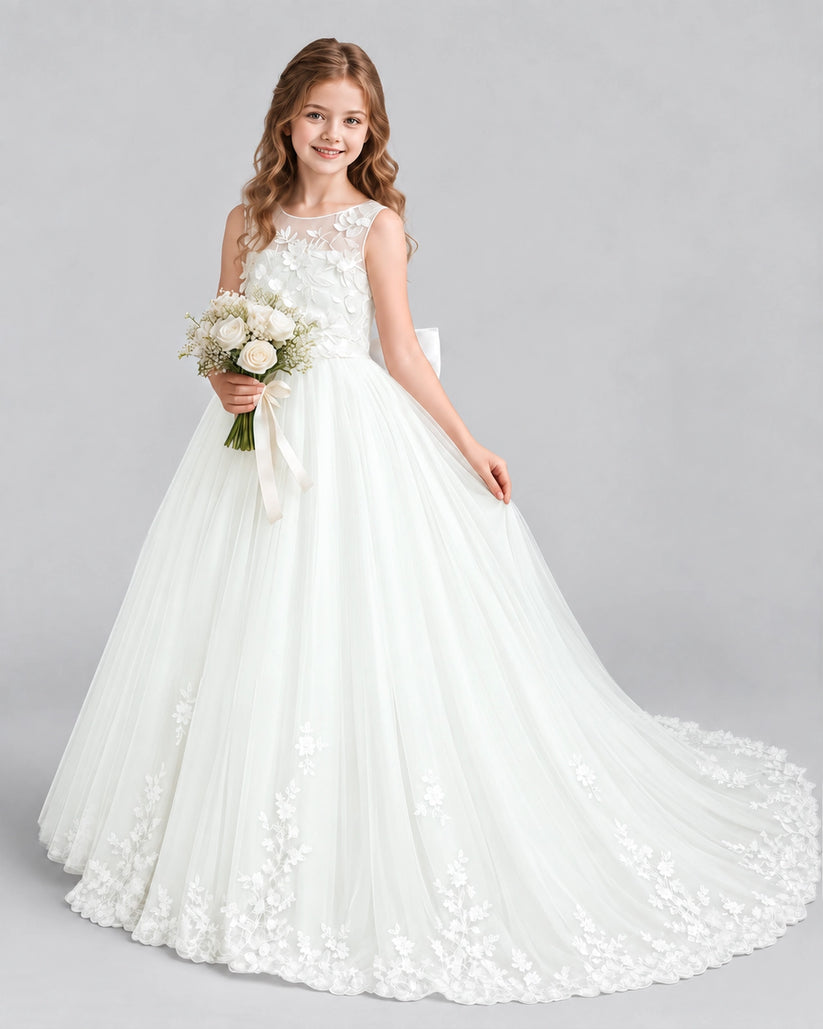Ivory Ball Gown First Communion Dresses Front